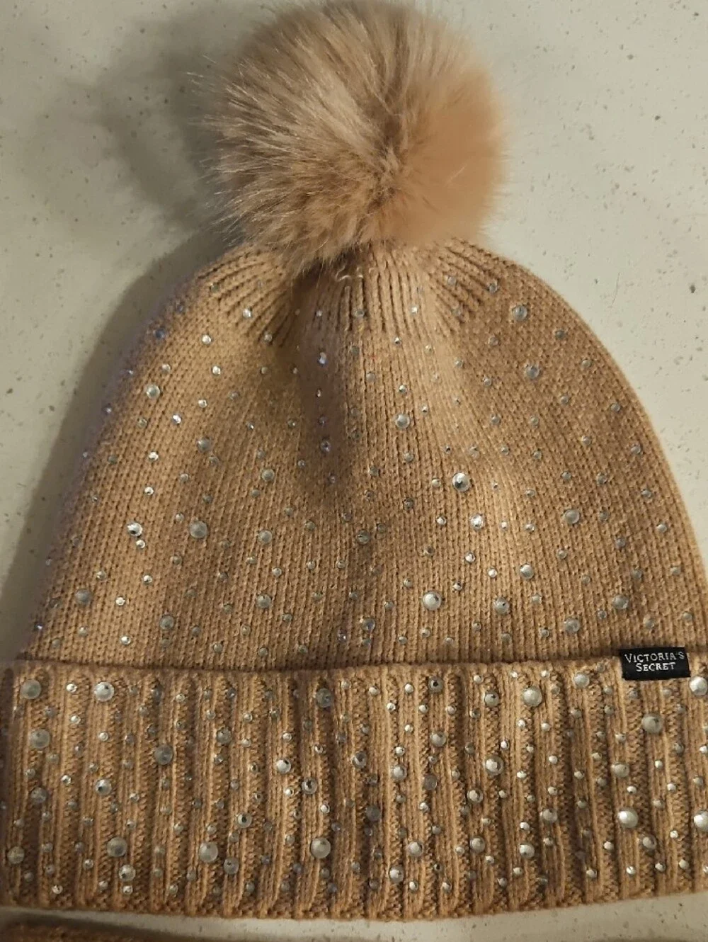 Victoria's Secret Pink Winter Set with Sparkling Gems. Hat, Headband, Gloves